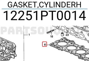 Honda 12251PT0014 GASKET,CYLINDERH