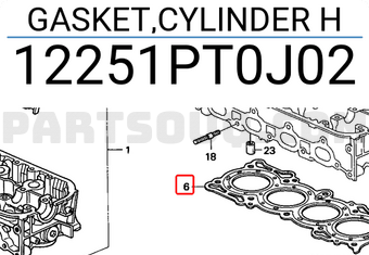 Honda 12251PT0J02 GASKET,CYLINDER H