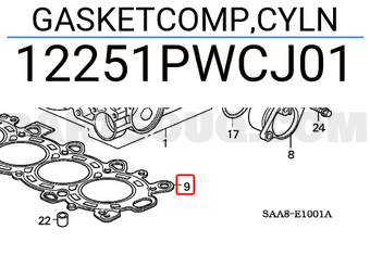Honda 12251PWCJ01 GASKETCOMP,CYLN