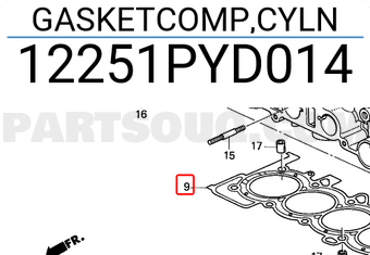 Honda 12251PYD014 GASKETCOMP,CYLN
