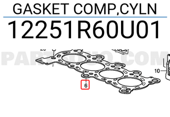 Honda 12251R60U01 GASKET COMP,CYLN