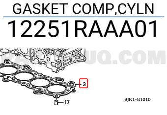 Honda 12251RAAA01 GASKET COMP,CYLN