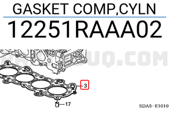 Honda 12251RAAA02 GASKET COMP,CYLN