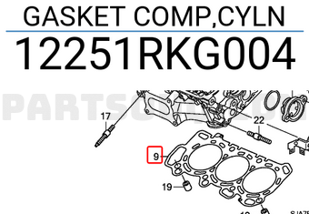 Honda 12251RKG004 GASKET COMP,CYLN