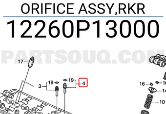 Honda 12260P13000 ORIFICE ASSY,RKR