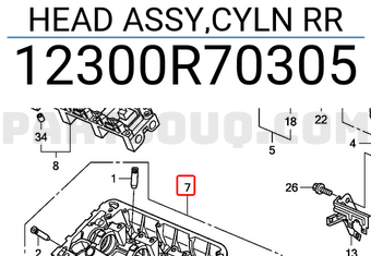 Honda 12300R70305 HEAD ASSY,CYLN RR