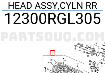 Honda 12300RGL305 HEAD ASSY,CYLN RR