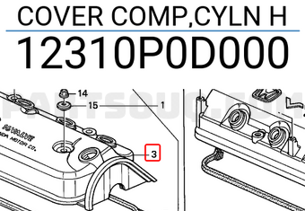 Honda 12310P0D000 COVER COMP,CYLN H