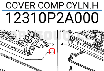 Honda 12310P2A000 COVER COMP,CYLN.H