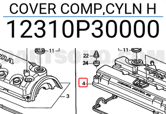 Honda 12310P30000 COVER COMP,CYLN H