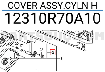Honda 12310R70A10 COVER ASSY,CYLN H