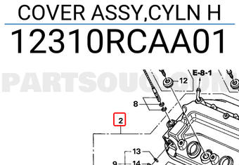 Honda 12310RCAA01 COVER ASSY,CYLN H