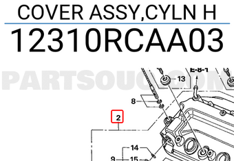 Honda 12310RCAA03 COVER ASSY,CYLN H