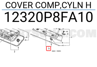 Honda 12320P8FA10 COVER COMP,CYLN H