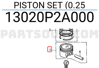 Honda 13020P2A000 PISTON SET (0.25