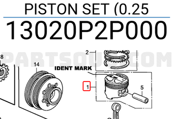 Honda 13020P2P000 PISTON SET (0.25