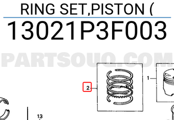 Honda 13021P3F003 RING SET,PISTON