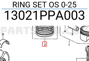 Honda 13021PPA003 RING SET OS 0-25