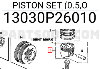 Honda 13030P26010 PISTON SET (0.5,O