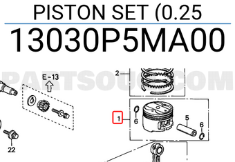 Honda 13030P5MA00 PISTON SET (0.25
