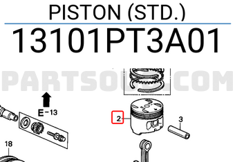 Honda 13101PT3A01 PISTON (STD.)