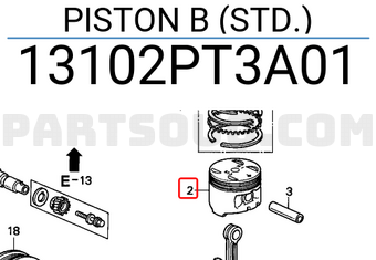Honda 13102PT3A01 PISTON B (STD.)