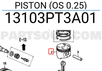 Honda 13103PT3A01 PISTON (OS 0.25)