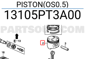 Honda 13105PT3A00 PISTON(OS0.5)