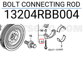 Honda 13204RBB004 BOLT CONNECTING ROD