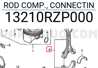 Honda 13210RZP000 ROD COMP., CONNECTIN