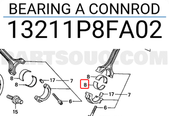 Honda 13211P8FA02 BEARING A CONNROD