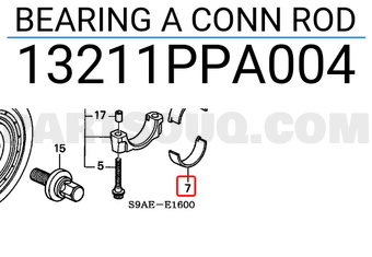 Honda 13211PPA004 BEARING A CONN ROD