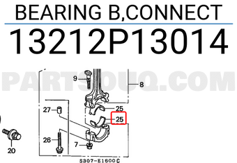 Honda 13212P13014 BEARING B,CONNECT