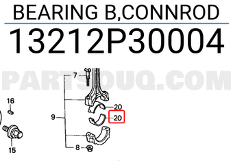 Honda 13212P30004 BEARING B,CONNROD
