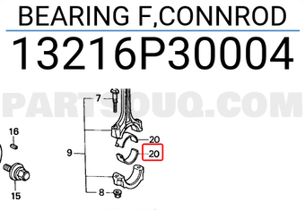 Honda 13216P30004 BEARING F,CONNROD