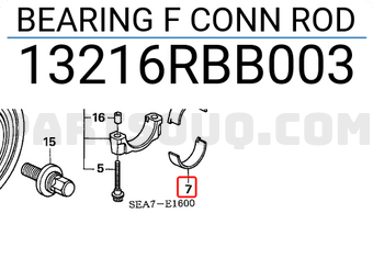 Honda 13216RBB003 BEARING F CONN ROD
