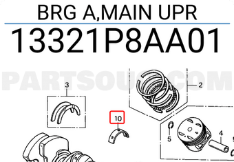 Honda 13321P8AA01 BRG A,MAIN UPR