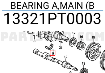 Honda 13321PT0003 BEARING A,MAIN (B