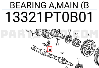 Honda 13321PT0B01 BEARING A,MAIN (B