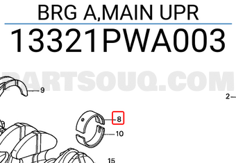 Honda 13321PWA003 BRG A,MAIN UPR