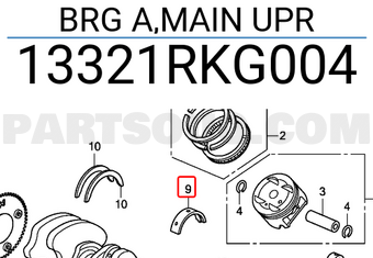 Honda 13321RKG004 BRG A,MAIN UPR