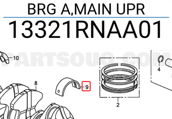 Honda 13321RNAA01 BRG A,MAIN UPR