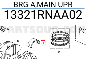 Honda 13321RNAA02 BRG A,MAIN UPR