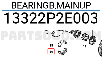 Honda 13322P2E003 BEARINGB,MAINUP