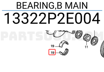 Honda 13322P2E004 BEARING,B MAIN