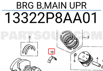 Honda 13322P8AA01 BRG B,MAIN UPR