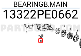Honda 13322PE0662 BEARINGB,MAIN