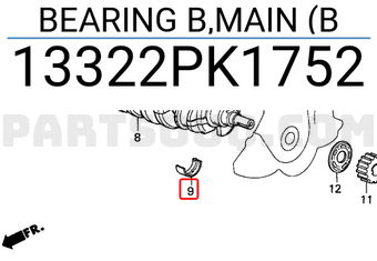 Honda 13322PK1752 BEARING B,MAIN (B