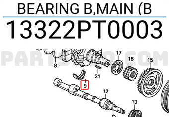 Honda 13322PT0003 BEARING B,MAIN (B