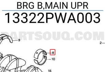 Honda 13322PWA003 BRG B,MAIN UPR